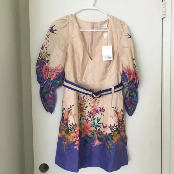 NWT  zimmermann tripuca tie sleeve linen dress - Picture 4 of 12